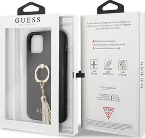 Guess Guess GUHCN58RSSABK iPhone 11 Pro czarny/black hard case Saffiano with ring stand 7