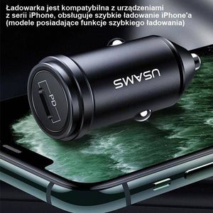 Ładowarka Usams USAMS Ład. sam. USB-C C14 18W 5V-3A (only head) PD3.0 Fast Charge szary/grey CC95GC02 (US-CC095) 4