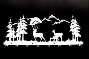 MT3CH Duży metalowy wieszak ścienny wiszący do przedpokoju na kurtki ubrania klucze loft JELEŃ LAS GÓRY SARNY HUBERTUS czarny 8