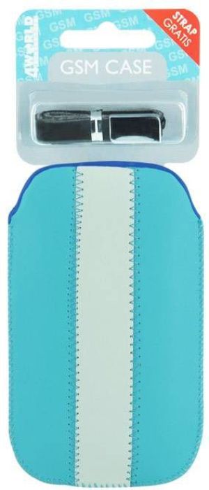 4World Etui GSM Eko skóra niebieskie biały pasek (07803) 2