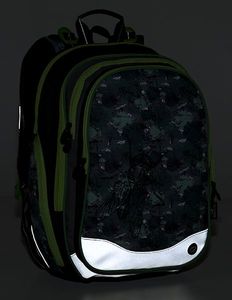 BAGMASTER Plecak Szkolny czterokomorowy zielony + czarny + szary Bagmaster Element 9 B 8