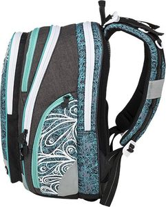 BAGMASTER Plecak Szkolny czterokomorowy tyrkusowy + biały + szary Bagmaster Element 9 A 2