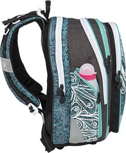 BAGMASTER Plecak Szkolny czterokomorowy tyrkusowy + biały + szary Bagmaster Element 9 A 4