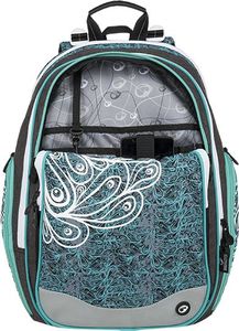 BAGMASTER Plecak Szkolny czterokomorowy tyrkusowy + biały + szary Bagmaster Element 9 A 5
