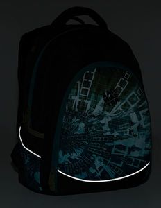 BAGMASTER Plecak Młodzieżowy trzykomorowy digital 9 B Blue/green/black 9