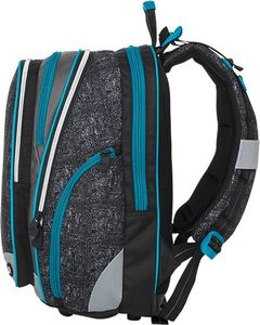 BAGMASTER Plecak szkolny Bagmaster Element 8 B czterokomorowy szary + czarny + niebieski 3
