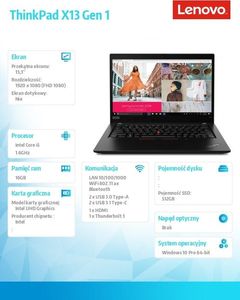 Laptop Lenovo ThinkPad X13 G1 (20T20051PB) 17
