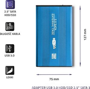 Kieszeń Qoltec 2.5" USB 3.0 (51859) 3