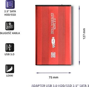 Kieszeń Qoltec 2.5" SATA III - USB 3.0 (51860) 3