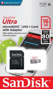 Karta SanDisk Ultra MicroSDHC 16 GB UHS-I/U1  (SDSQUNS-016G-GN3MA) 1