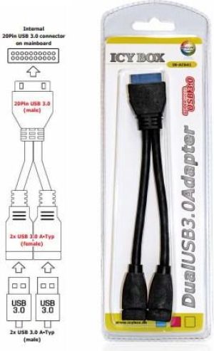 Kabel USB Icy Box Przejściówka USB 3.0 20 pin - 2 x USB 3.0 (IB-AC641) 1