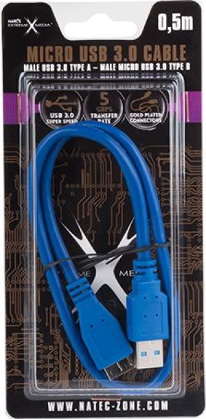 Kabel USB Natec micro USB 3.0, 0.5, Niebieski (MNKA-0637) 2