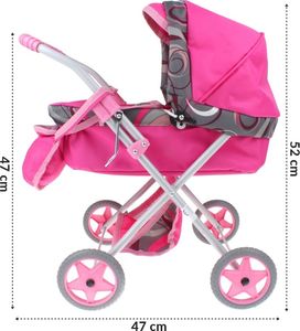 Wózek dla Lalek Głęboki + Torebka Produkt Polski - Róż 2