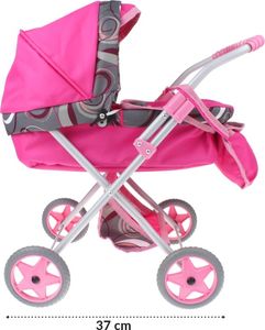 Wózek dla Lalek Głęboki + Torebka Produkt Polski - Róż 3