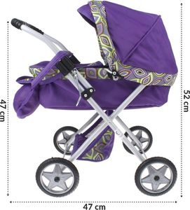 Wózek dla Lalek Głęboki + Torebka Produkt Polski- Fioletowy 2