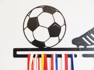 MT3CH Duży solidny metalowy wieszak na medale medalówka PIŁKA NOŻNA PIŁKARZ FOOTBALL czarny 9