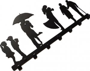 MT3CH Duży metalowy wieszak ścienny wiszący do przedpokoju na kurtki ubrania klucze loft LIVE RODZINA ŻYCIE czarny 4