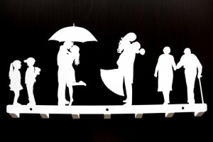 MT3CH Duży metalowy wieszak ścienny wiszący do przedpokoju na kurtki ubrania klucze loft LIVE RODZINA ŻYCIE czarny 8