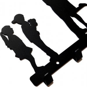 MT3CH Duży metalowy wieszak ścienny wiszący do przedpokoju na kurtki ubrania klucze loft LIVE RODZINA ŻYCIE czarny 9