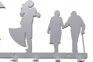 MT3CH Duży metalowy wieszak ścienny wiszący do przedpokoju na kurtki ubrania klucze loft LIVE RODZINA ŻYCIE czarny 10