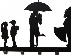 MT3CH Duży metalowy wieszak ścienny wiszący do przedpokoju na kurtki ubrania klucze loft LIVE RODZINA ŻYCIE czarny 11