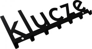 MT3CH Metalowy wieszak ścienny wiszący do przedpokoju na ubrania klucze loft napis KLUCZE czarny 3