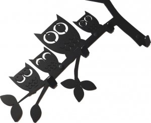 MT3CH Duży metalowy wieszak ścienny wiszący do przedpokoju na kurtki ubrania klucze loft SOWY czarny 4