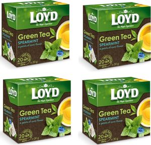 LOYD Herbata LOYD Green zielona z miętą i bławatkiem 80 torebek piramidki 1