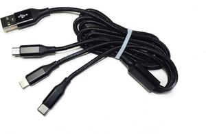 Kabel USB Msonic USB-A - USB-C + microUSB + Lightning 1 m Czarny (MLU621) 1