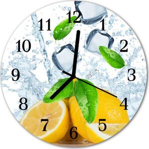 Tulup Zegar na szkle na ścianę Okrągły Cytryna Owoc fi 30 cm 83124562 1