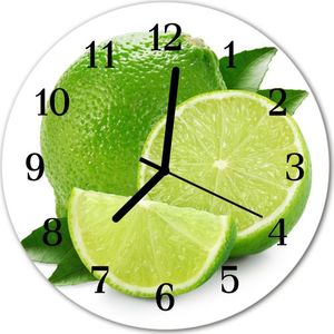 Tulup Zegar na szkle na ścianę Okrągły Limonka Owoc fi 30 cm 53684896 1
