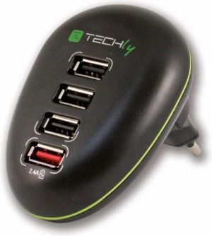 Ładowarka Techly USB 5V 2.5A, cztery porty USB, czarna (303553) 1