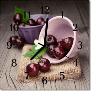 Tulup Zegar szklany kwadratowy Wiśnie 30x30 cm -62115959 1