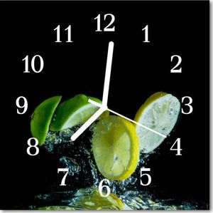 Tulup Zegar szklany ścienny Limonka cytrynowa Kuchnia 1