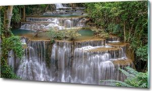 Tulup Obraz drukowany na szkle Wodospad w lesie 100x50 cm - 126131664 1