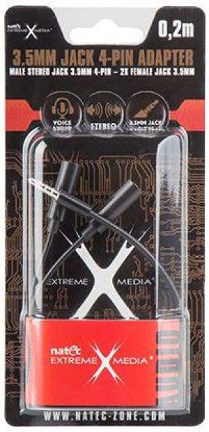 Kabel Natec Jack 3.5mm - Jack 3.5mm x2 0.2m czarny (NKA-0639) 6