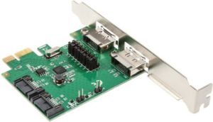 Kontroler InLine PCIe 2.0 x1 - 2x SATA III + 2x eSATA (76696B) 2