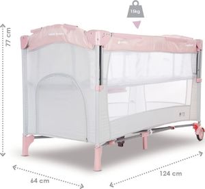 Sun Baby Łóżeczko turystyczne - dostawka do łóżka - różowe 9