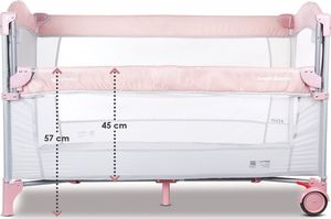 Sun Baby Łóżeczko turystyczne - dostawka do łóżka - różowe 10