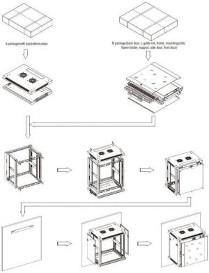 Szafa Linkbasic wisząca rack 19'' 9U 600x450mm szara drzwi przednie szklane (WCB09-645-BAB-C) 6