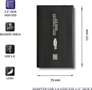 Kieszeń Qoltec HDD/SSD 2.5" SATA3 - USB 3.0 (51861) 3