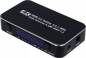 Pawonik SWITCH HDMI 2.0 4x1 PRZEŁĄCZNIK UHD 4K HDCP HDR 1