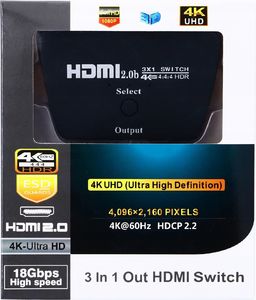 Pawonik Switch HDMI 3x1 UHD 4K HDCP 2.2 HDR10 6