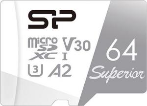 Karta Silicon Power Superior MicroSDXC 64 GB Class 10 UHS-I/U3 A2 V30 (SP064GBSTXDA2V20SP) 1