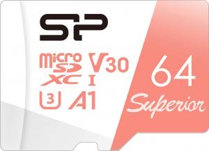 Karta Silicon Power Superior MicroSDXC 64 GB Class 10 UHS-I/U3 A1 V30 (SP064GBSTXDV3V20SP) 1