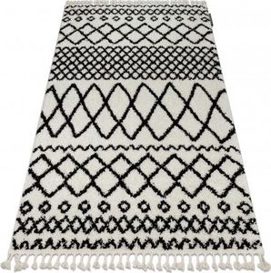 Dywany Łuszczów Dywan BERBER SAFI N9040 biały / czarny Frędzle berberyjski marokański shaggy, 120x170 cm 1
