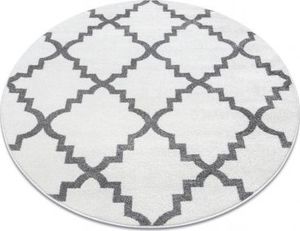Dywany Łuszczów Dywan SKETCH koło - F343 biało/szara koniczyna marokańska trellis, koło 100 cm 1