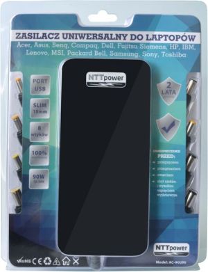 Zasilacz do laptopa NTT System Uniwersalny AC-90UNI 90W SLIM Automatic USB (NTT - AC-90UNI LCD) 2