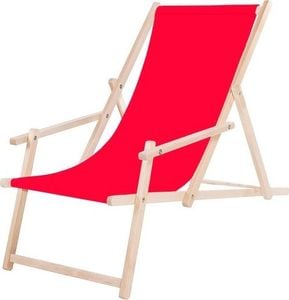 Springos Leżak plażowy z podłokietnikami z czerwonym materiałem UNIWERSALNY 1
