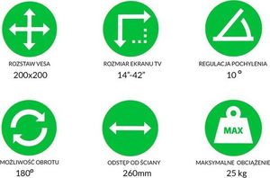 Springos Uchwyt do telewizora 14-42 cali regulowany UNIWERSALNY 6